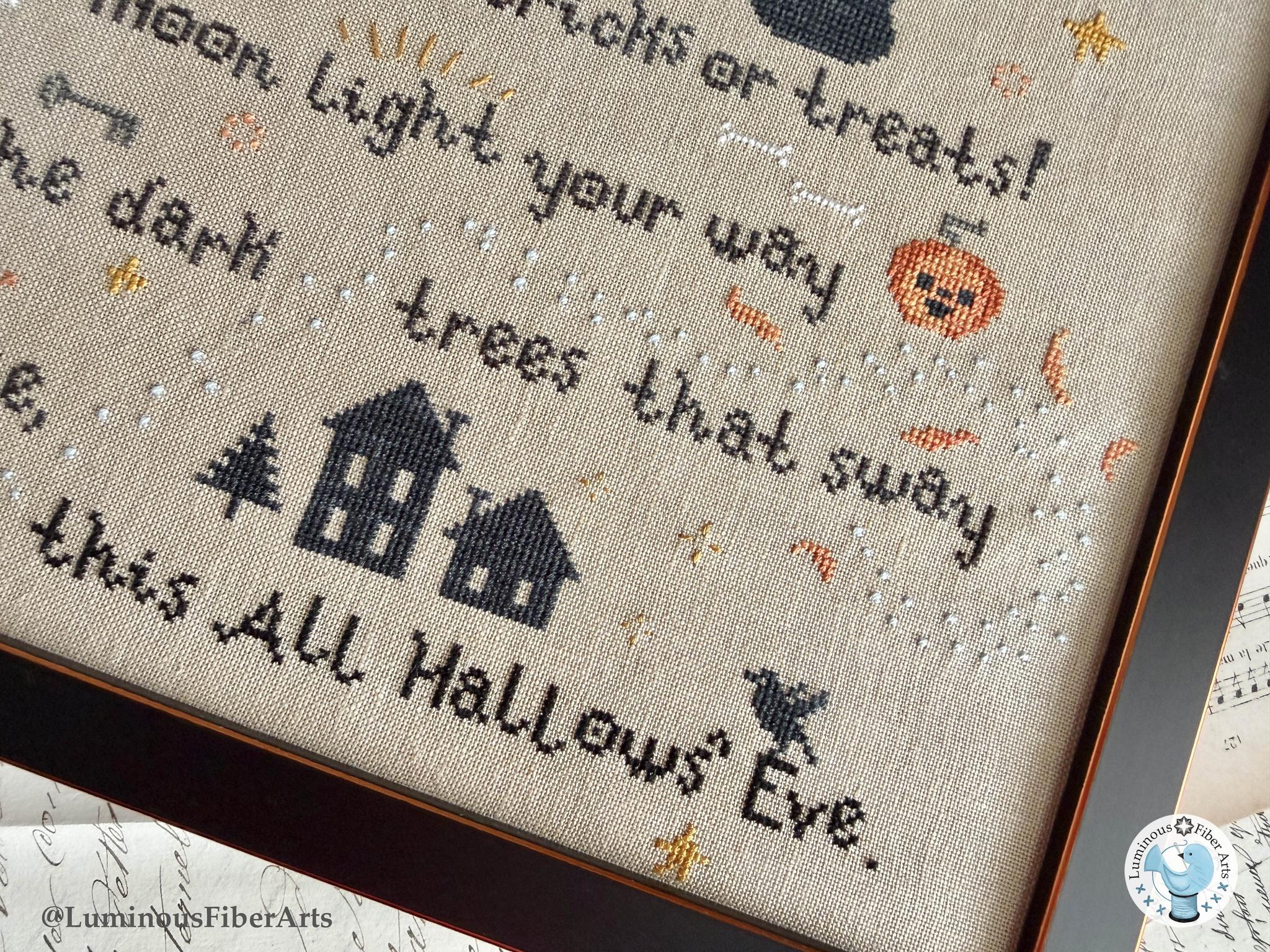 'Tis the Night - Halloween Cross Stitch Pattern, different perspective #2, zoomed in. Select this picture to zoom back out.