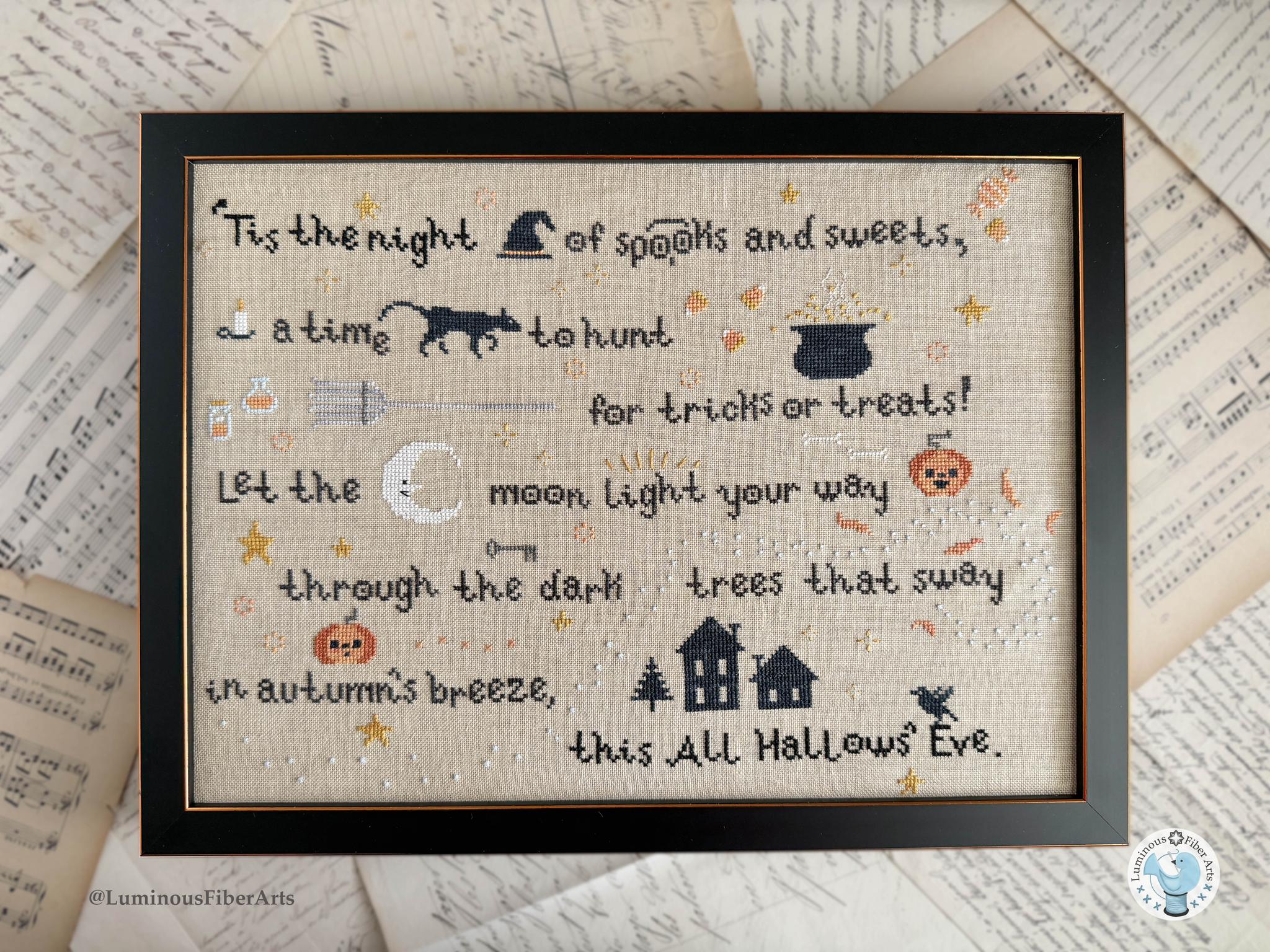 'Tis the Night - Halloween Cross Stitch Pattern, zoomed in. Select this picture to zoom back out.