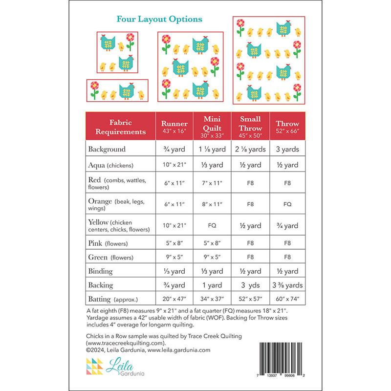Chicks In A Row - Quilt Pattern