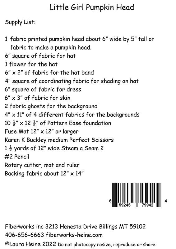 Little Girl Pumpkin Head - Halloween Quilt Pattern 