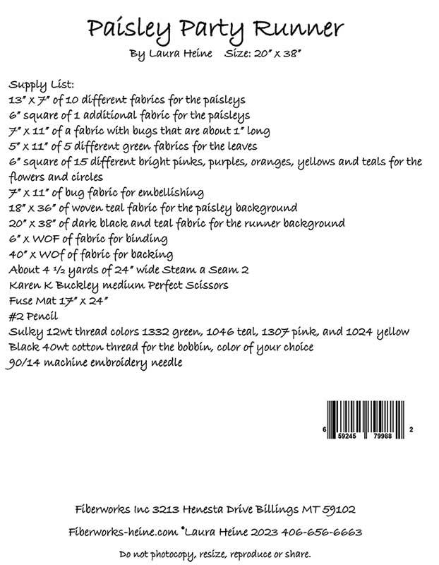 Paisley Party Runner - Quilt Pattern