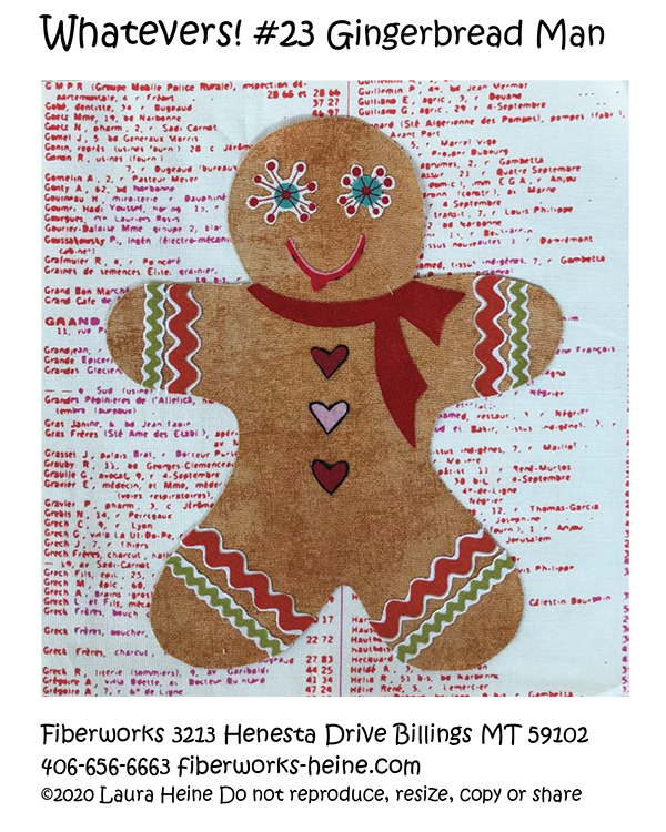 Whatevers #23 Gingerbread Man - Quilt Pattern