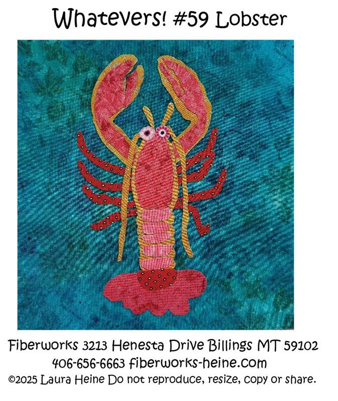 Whatevers #59 Lobster - Quilt Pattern, zoomed in. Select this picture to zoom back out.