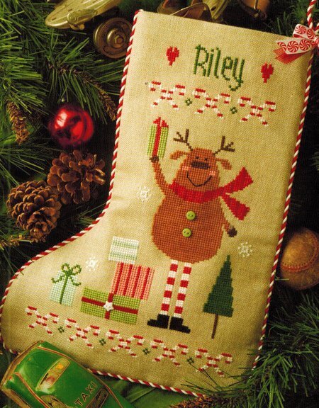 Reindeer Stocking - Cross Stitch Pattern