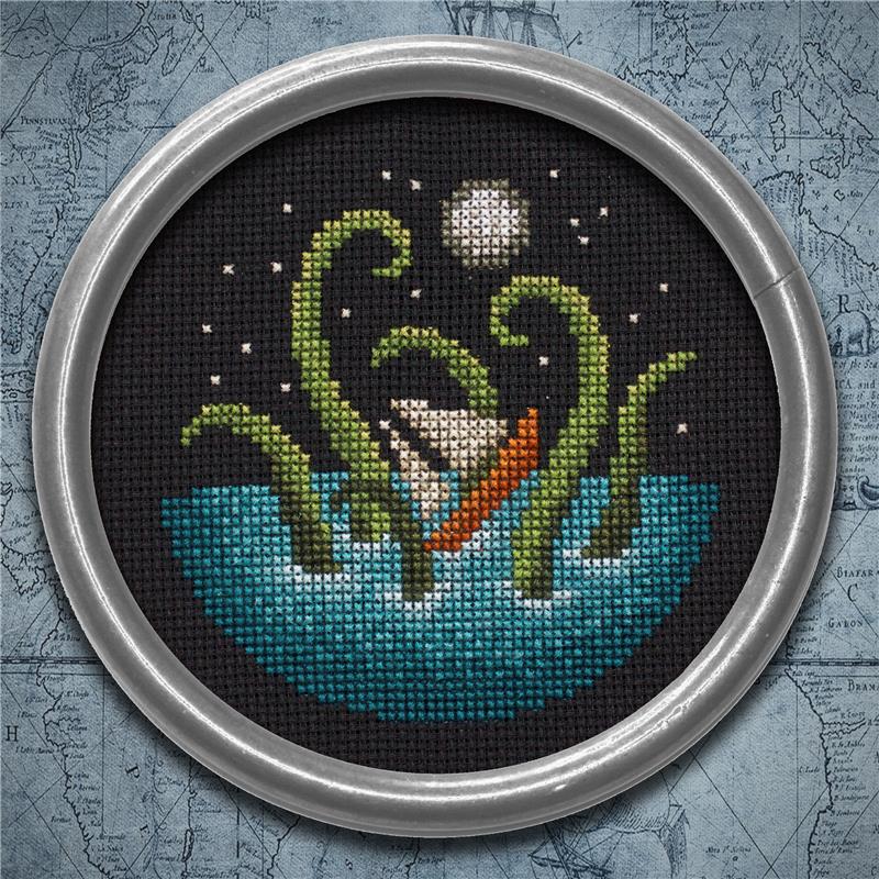 Moonlight Kraken - Cross Stitch Pattern