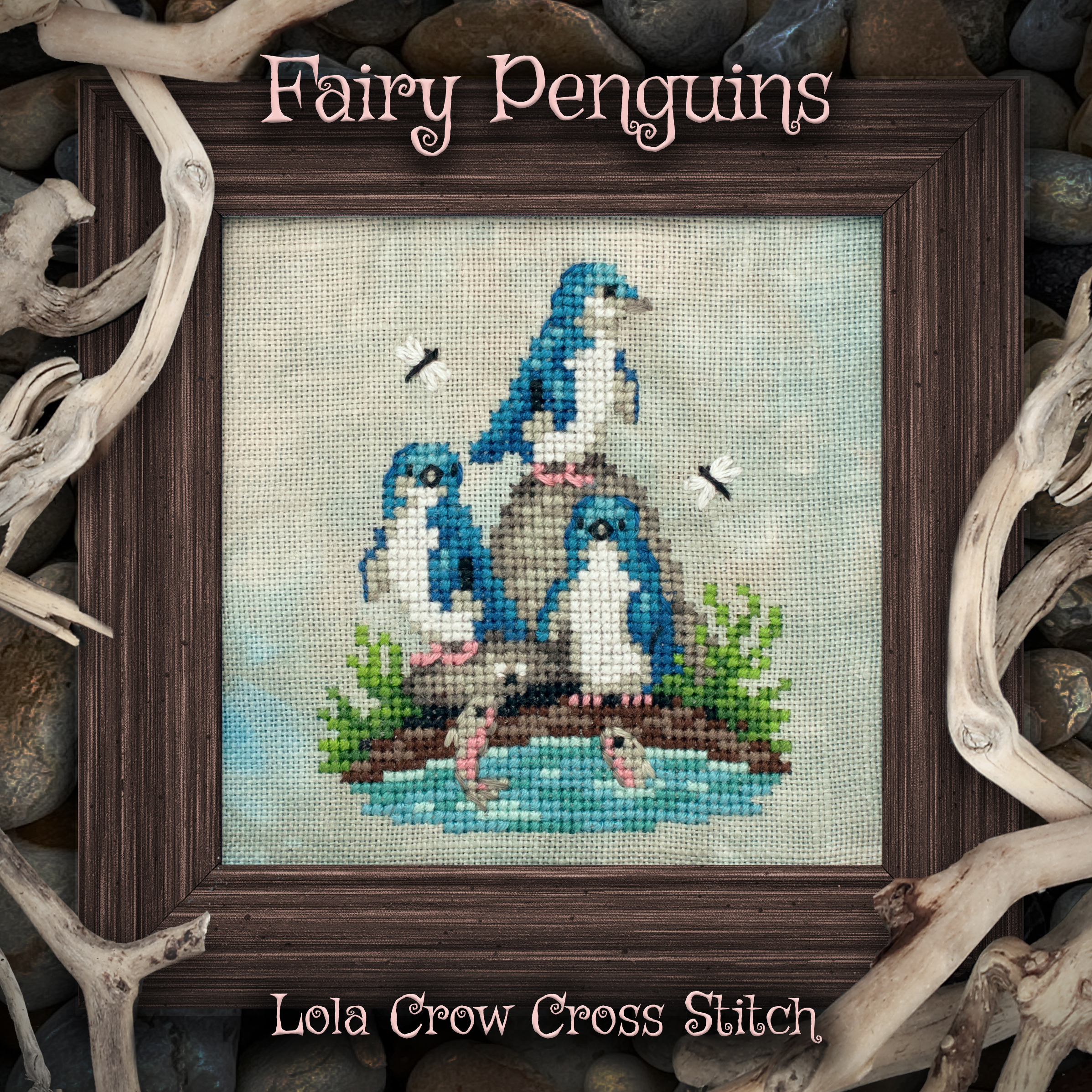 Fairy Penguins - Cross Stitch Pattern, zoomed in. Select this picture to zoom back out.