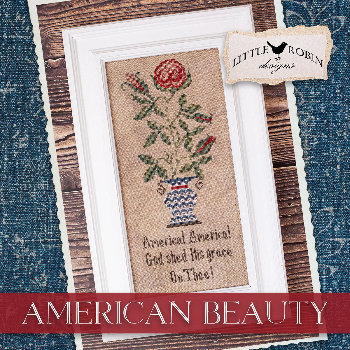 American Beauty - Patriotic Cross Stitch Pattern