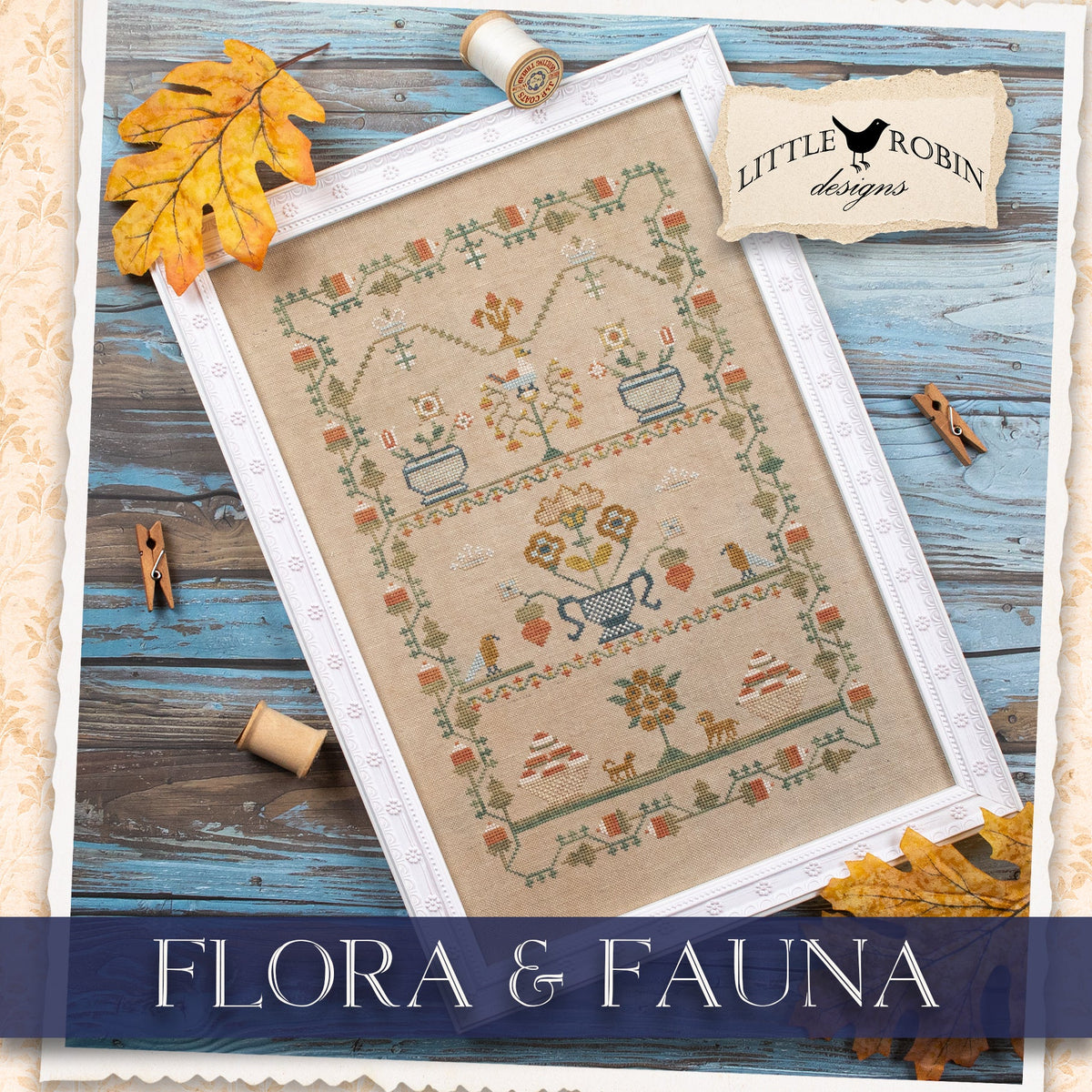 Flora and Fauna - Cross Stitch Pattern, zoomed in. Select this picture to zoom back out.