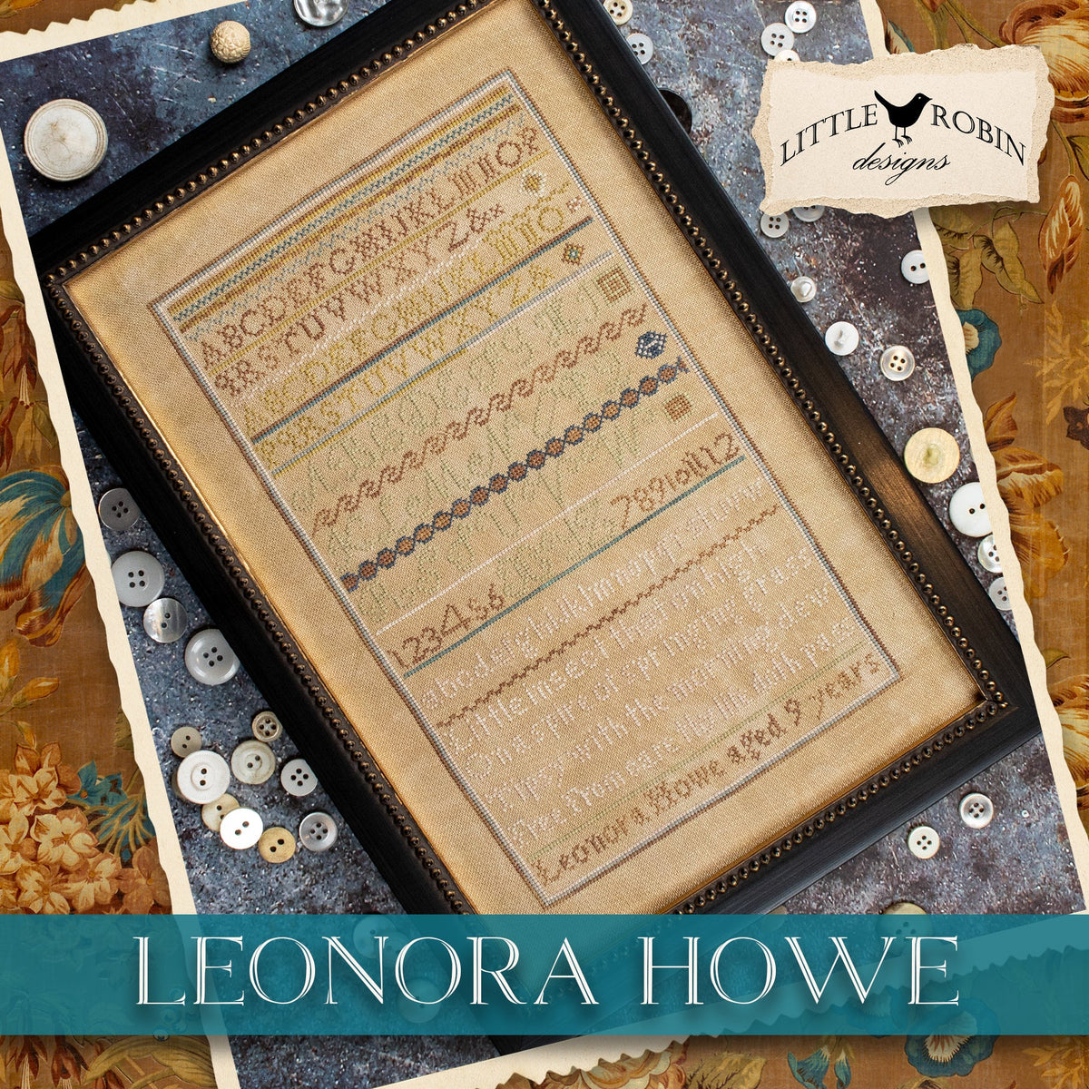 Leonora Howe - Cross Stitch Pattern, zoomed in. Select this picture to zoom back out.