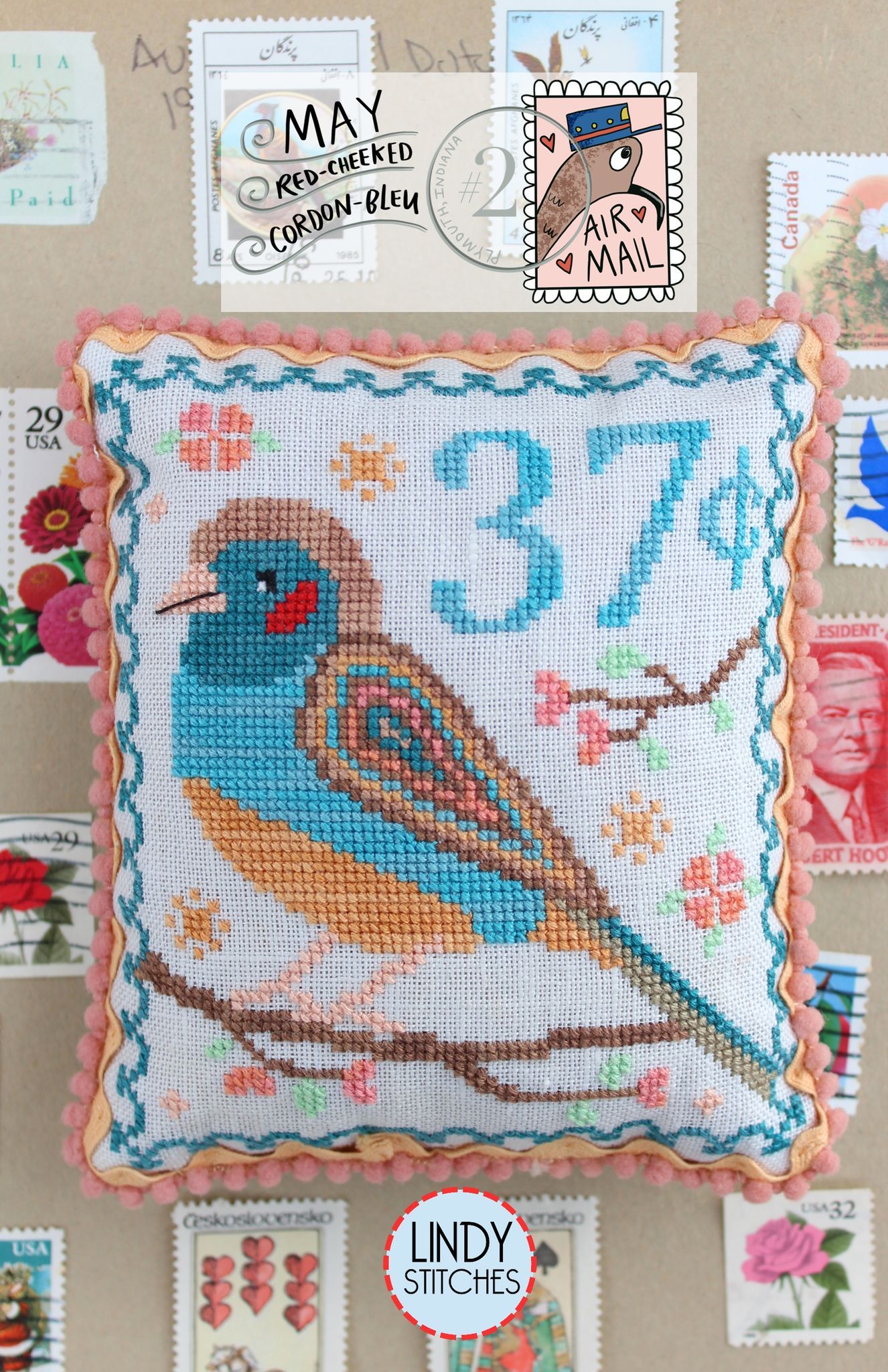 May Red-Cheeked Cordon Bleu - Cross Stitch Pattern