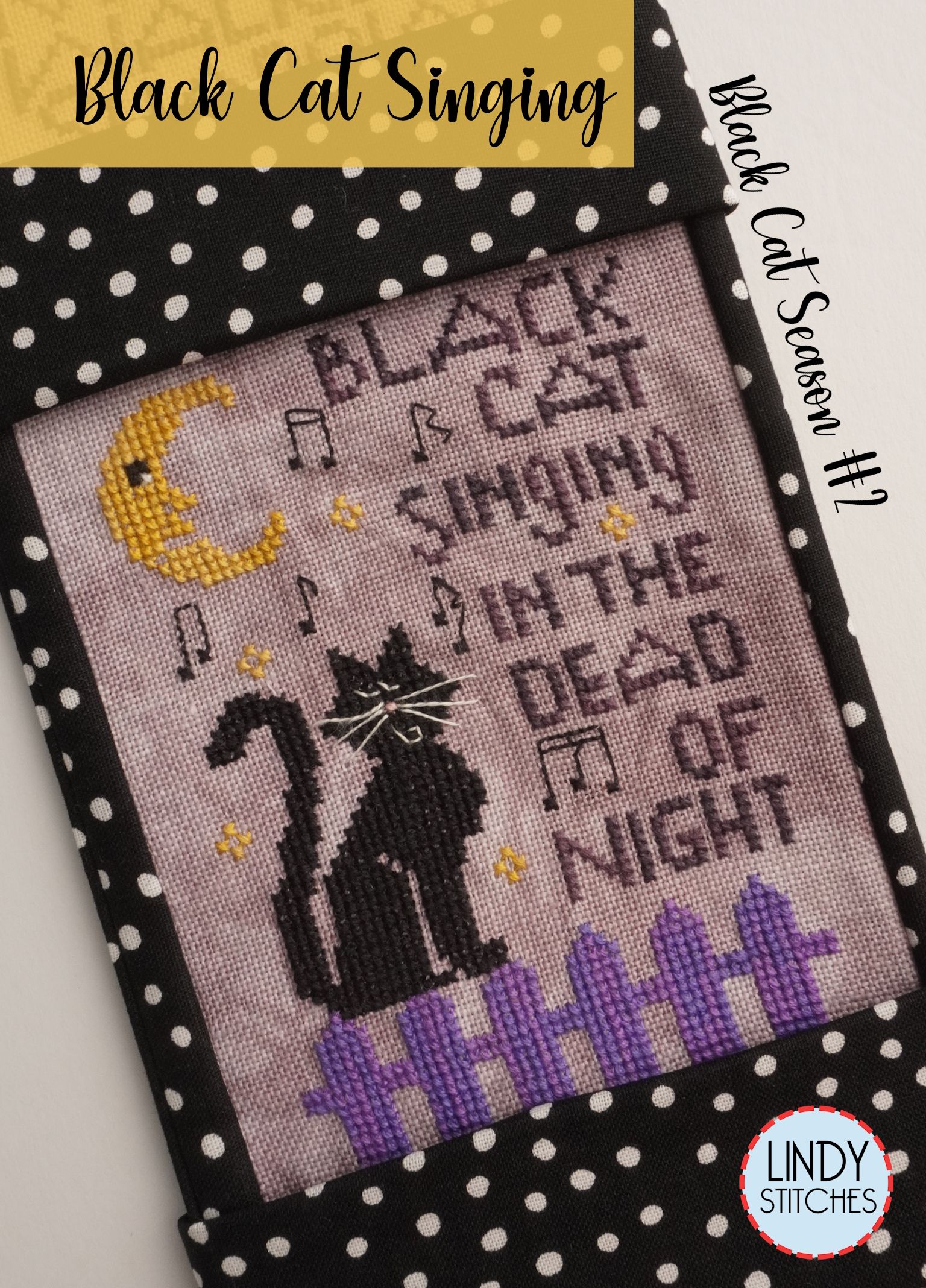 Black Cat Singing - Halloween - Cross Stitch Pattern