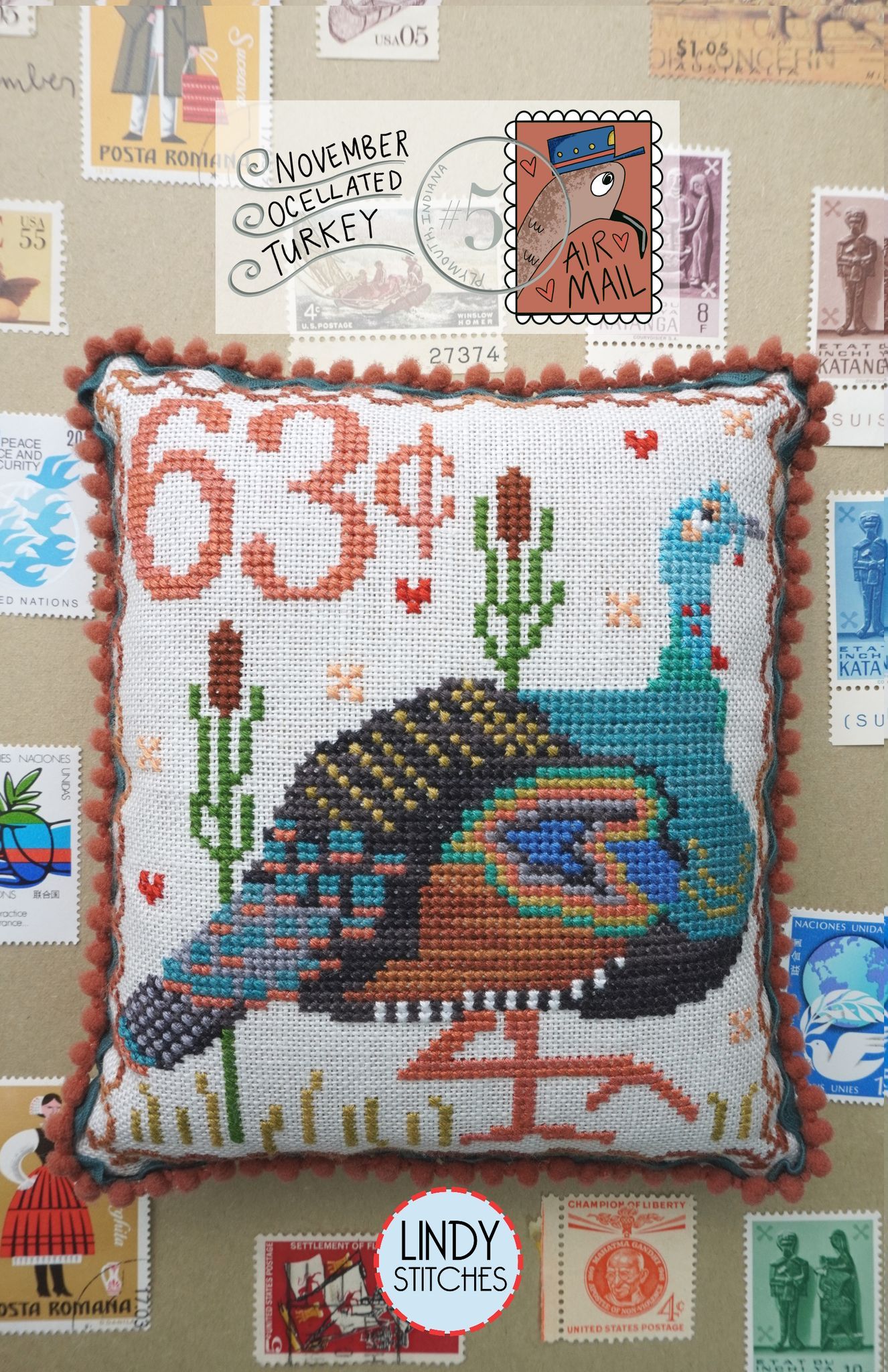 November Ocellated Turkey - Cross Stitch Pattern