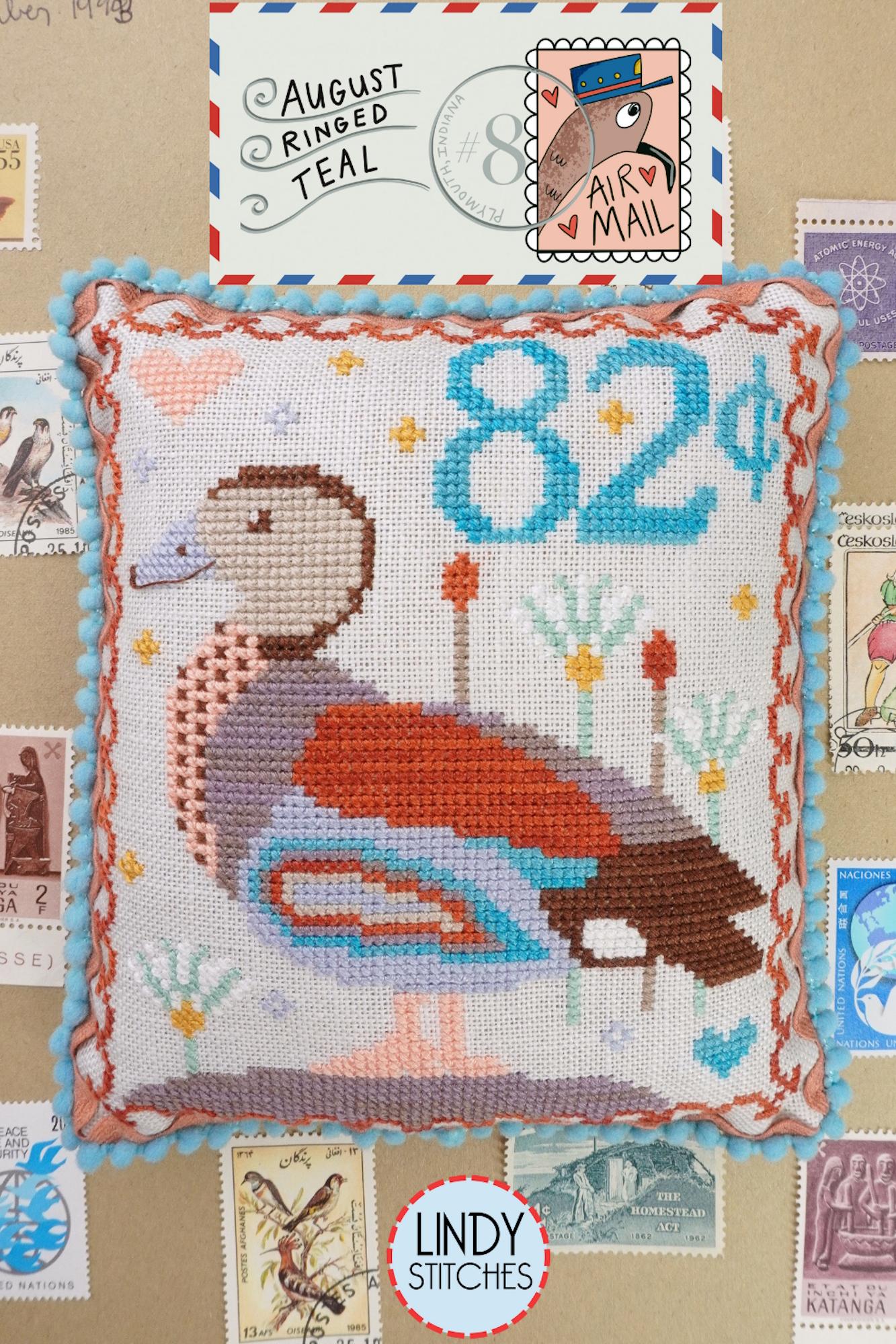 Air Mail August Ringed Teal - Cross Stitch Pattern