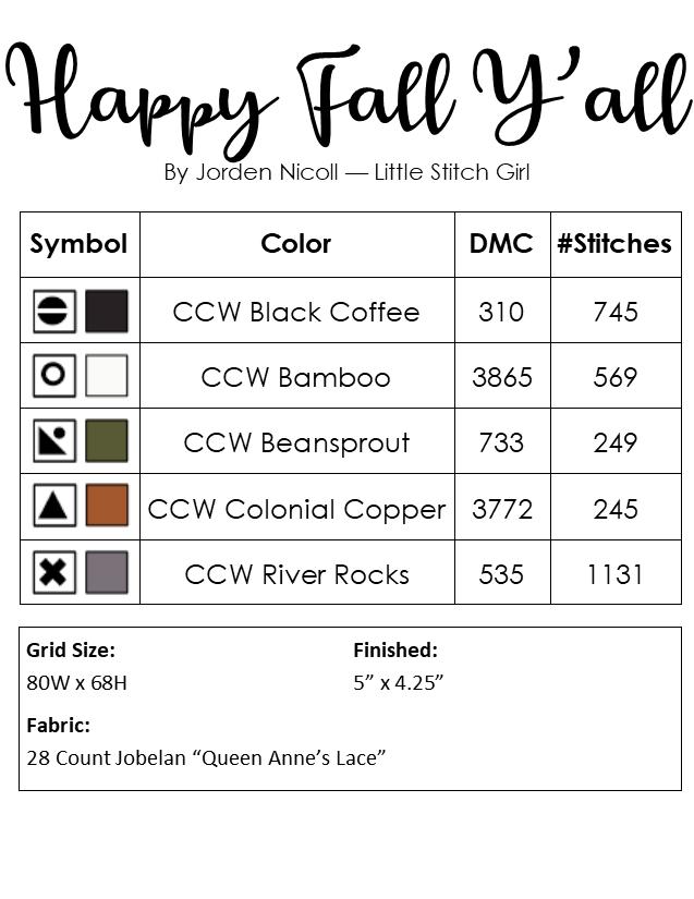 Happy Fall Y'all - Thanksgiving Cross Stitch Pattern
