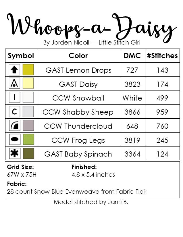 Whoops a Daisy - Spring Cross Stitch Pattern