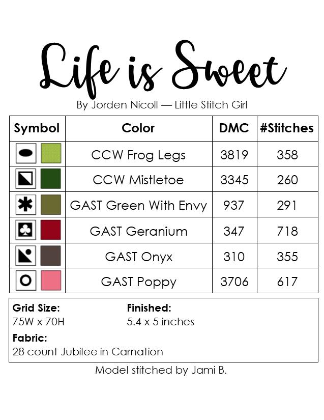 Life is Sweet - Cross Stitch Pattern