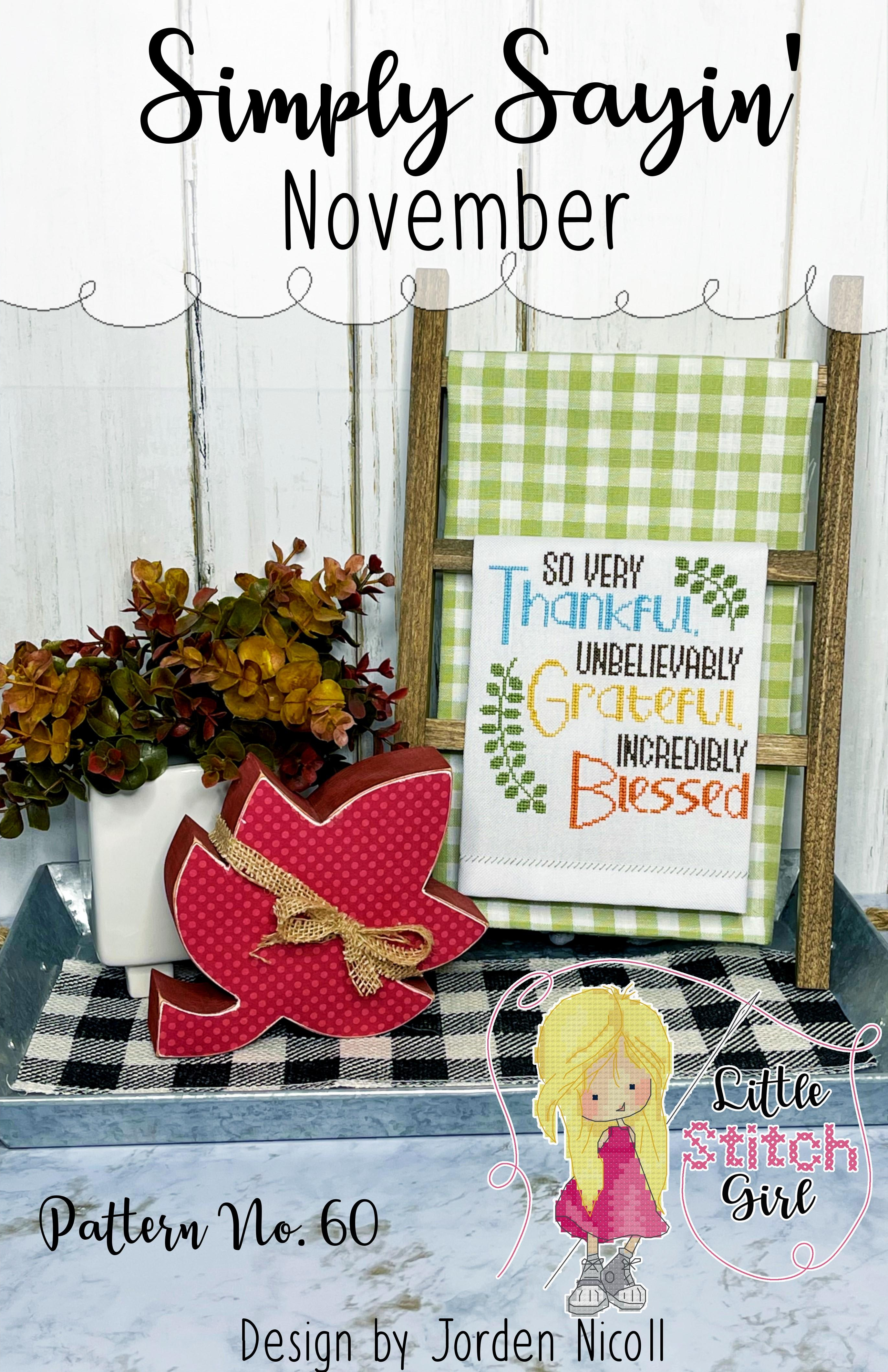 Simply Sayin' November - Thanksgiving Cross Stitch Pattern