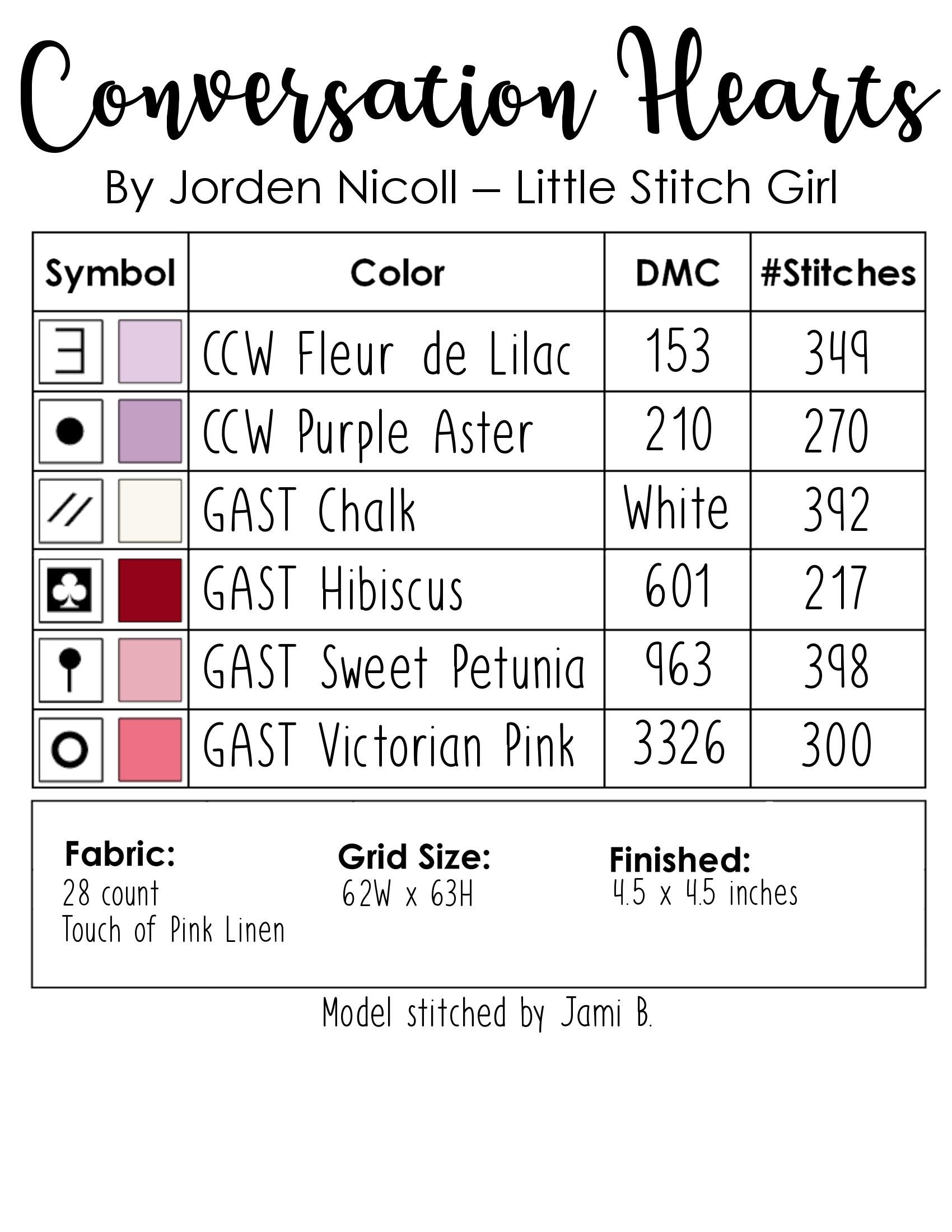 Conversation Hearts - Valentines Cross Stitch Pattern