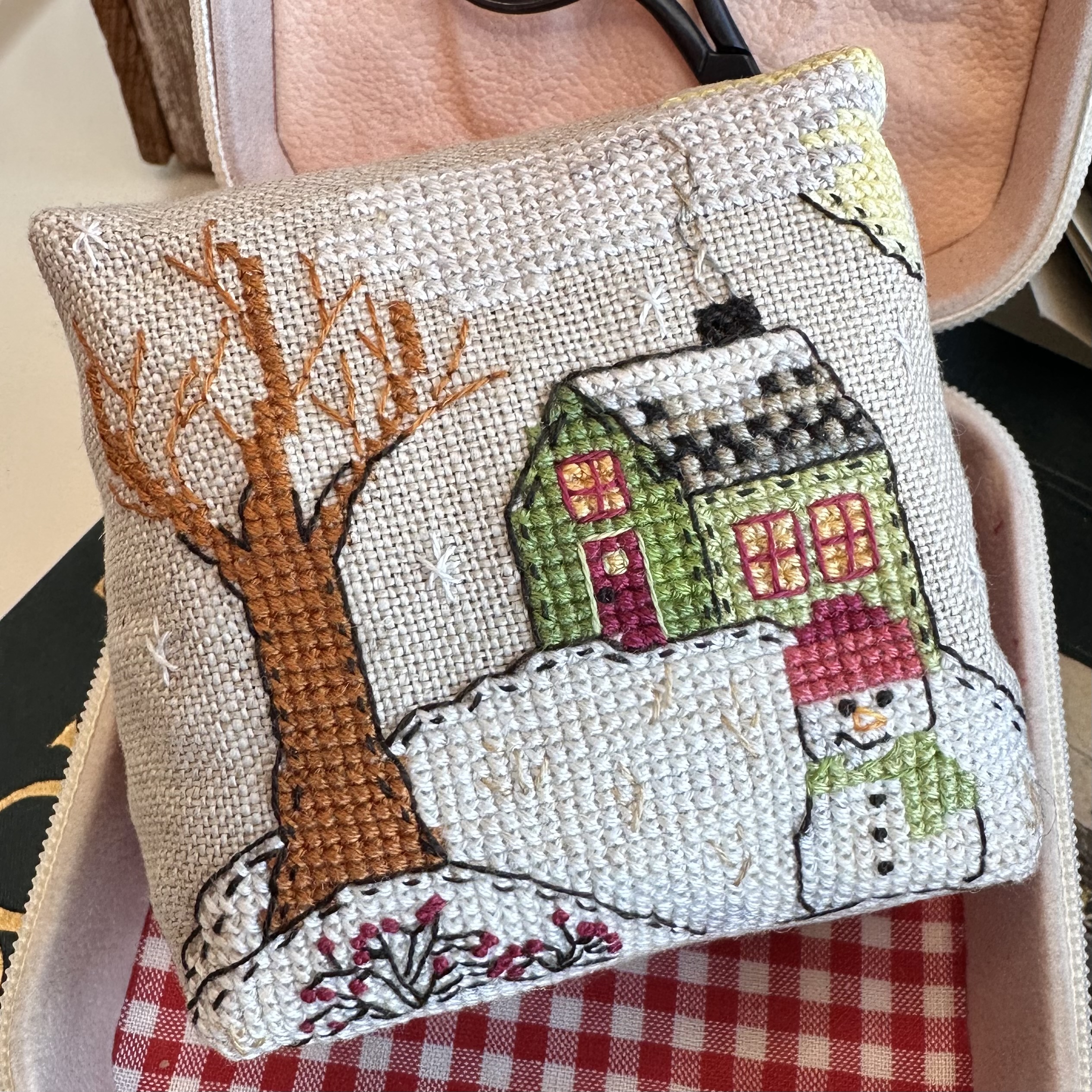 Snowman Hill Pin Keep - Cross Stitch Pattern