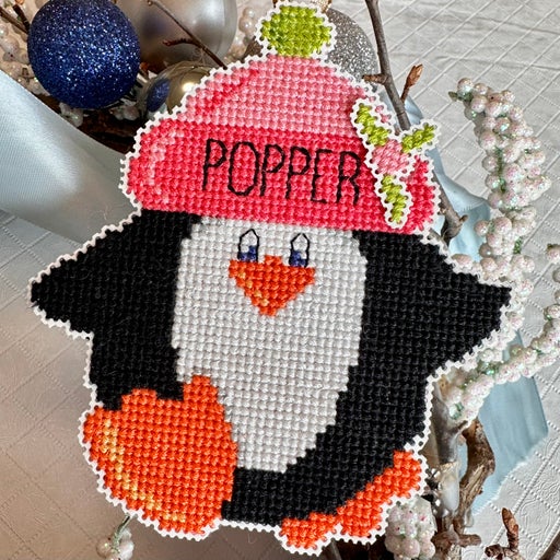 Popper Penguin - Christmas Cross Stitch Pattern