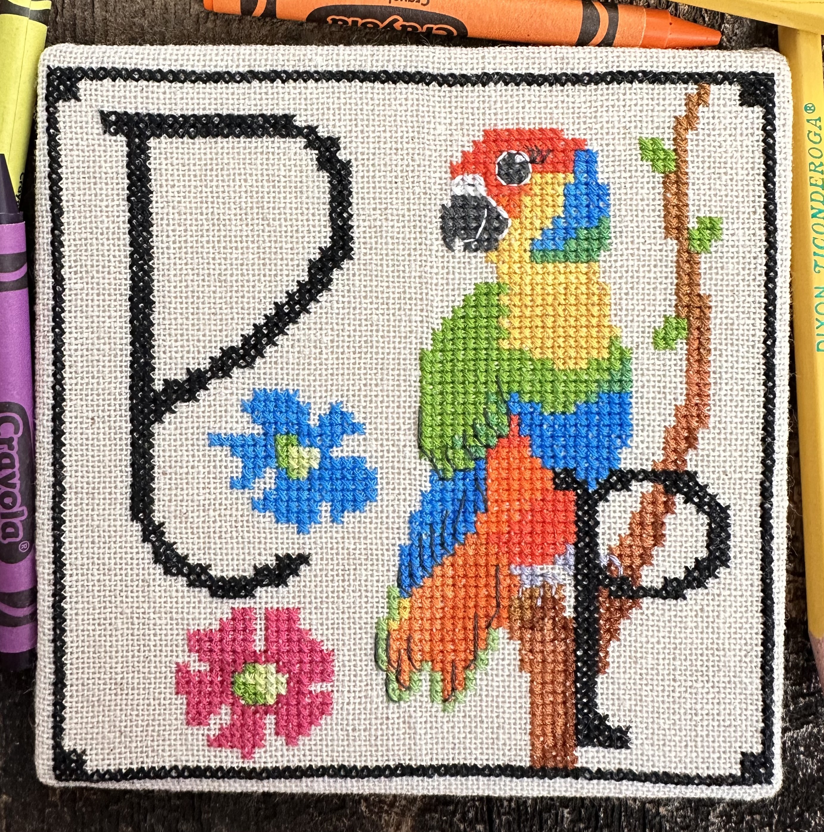 Animal Alphabet Series-Polly Parrot - Cross Stitch Pattern