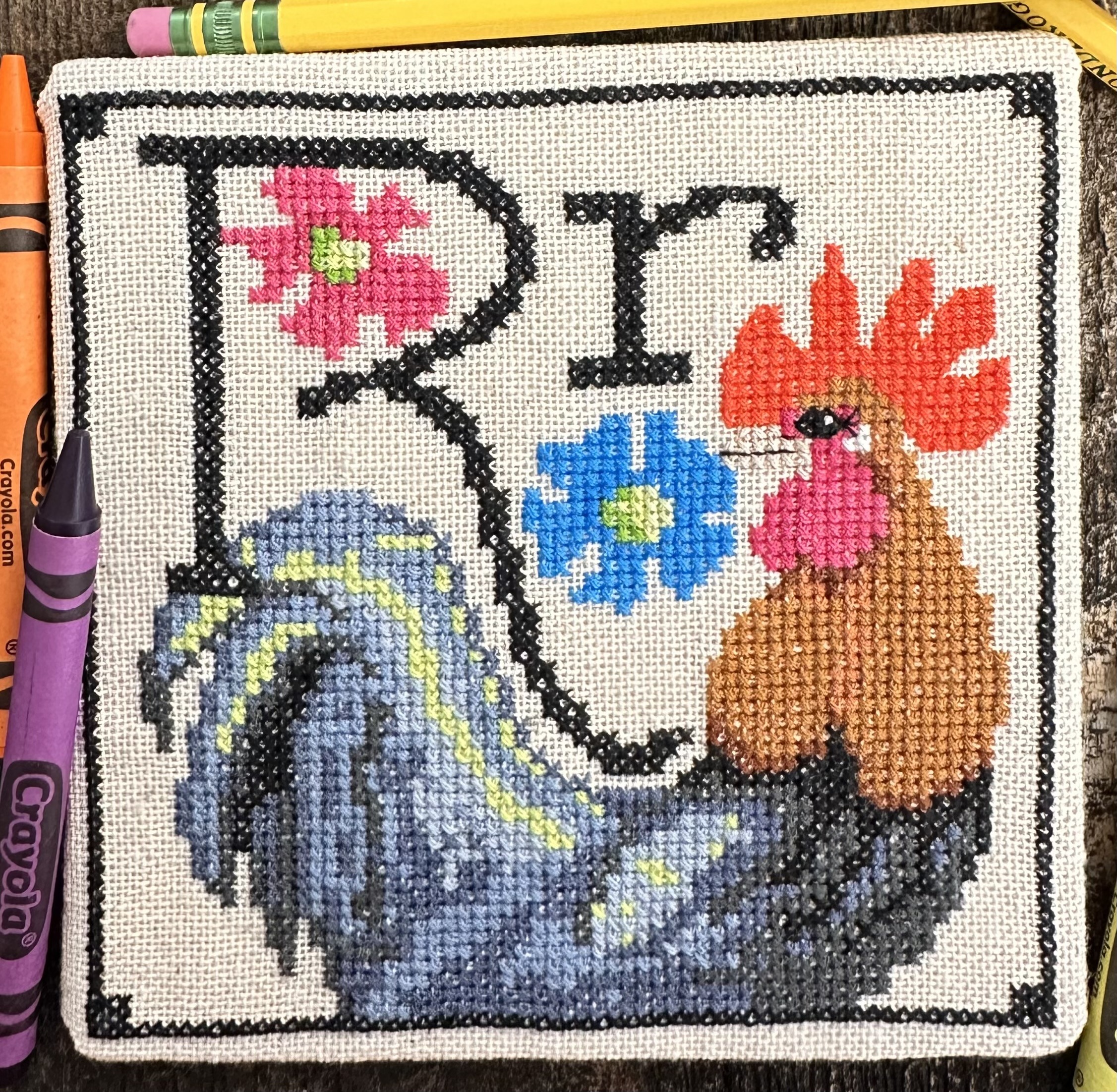 Animal Alphabet Series-Robbie Rooster - Cross Stitch Pattern