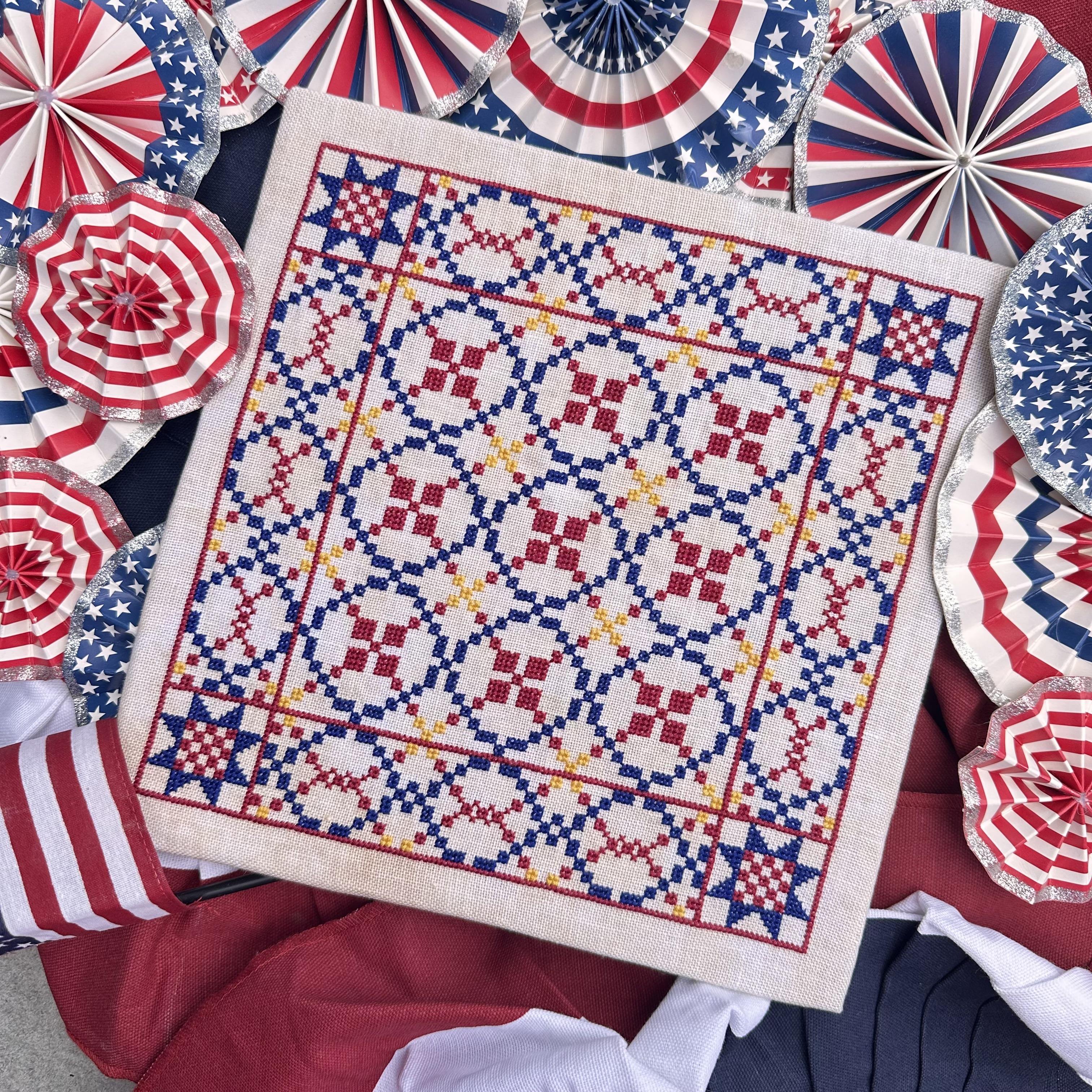 Burgoyne Surrounded - Patriotic Cross Stitch Pattern, zoomed in. Select this picture to zoom back out.