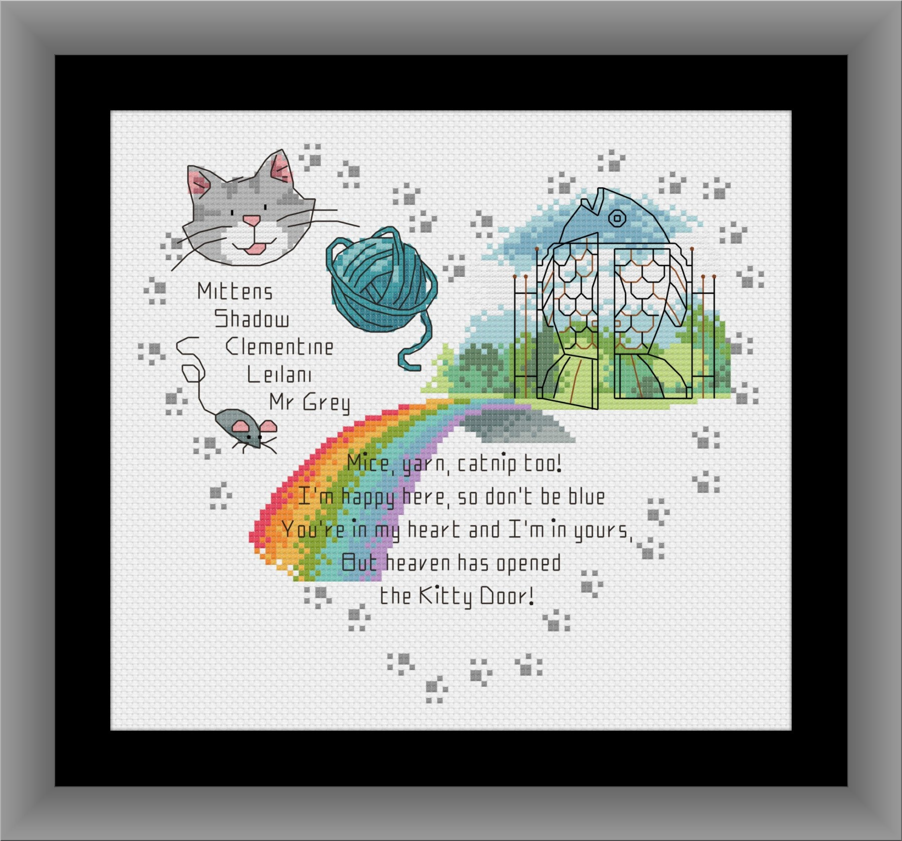 Heaven's Kitty Door (Multiple Cats) - Cross Stitch Pattern