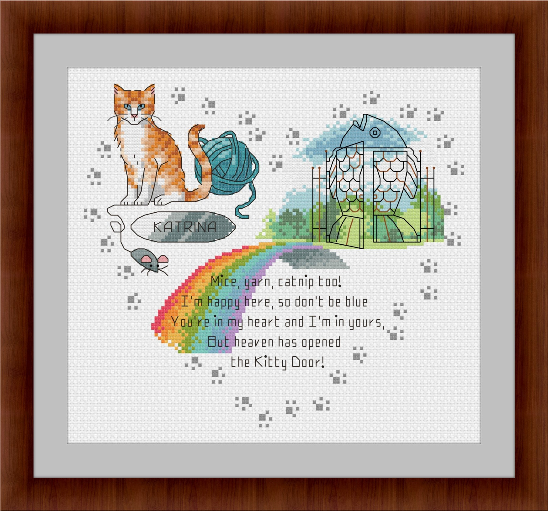 Heaven's Kitty Door (Ginger White) - Cross Stitch