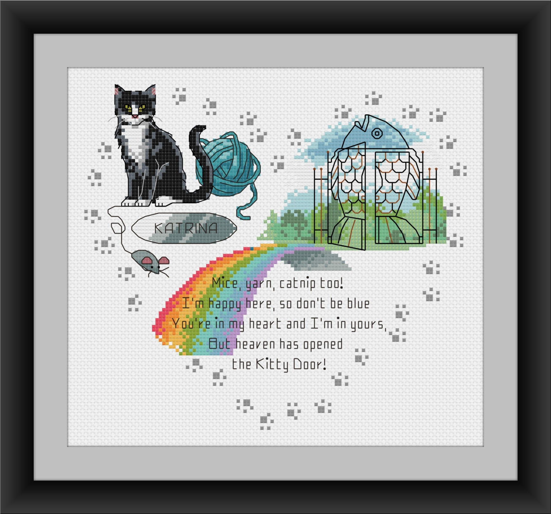 Heaven's Kitty Door (Tuxedo Black) - Cross Stitch Pattern