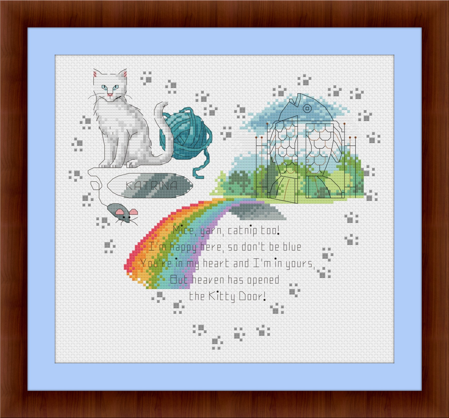 Heaven's Kitty Door (White) - Cross Stitch Pattern