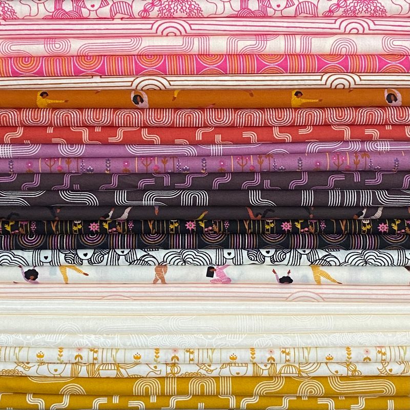 Linear Labyrinth Natural - Quilt Fabric