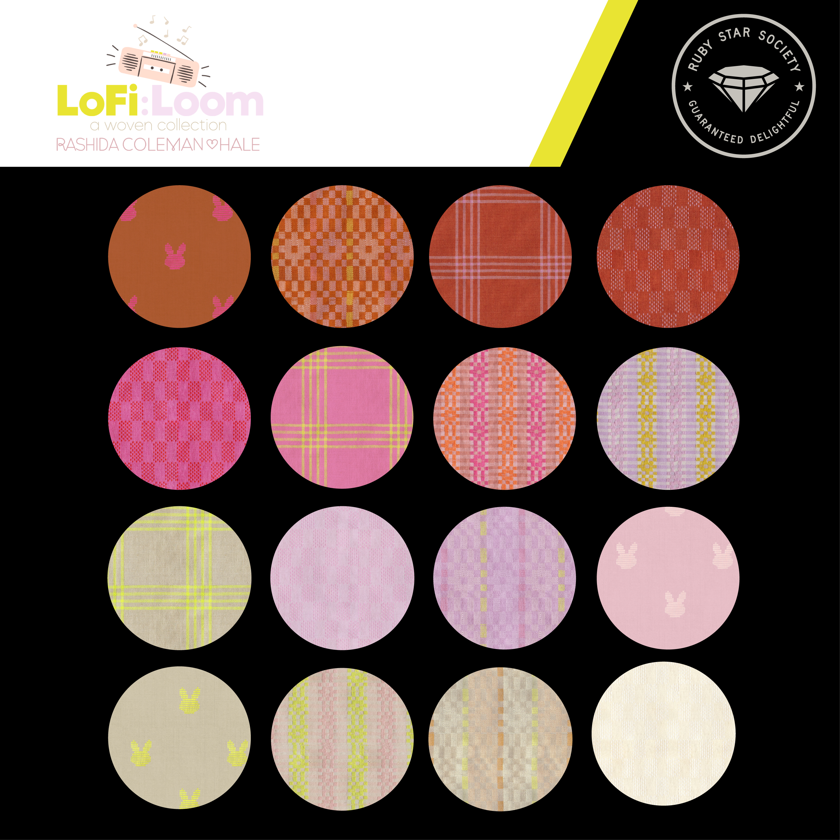 Lofi Loom Wovens Vivid Pink Geometric - Quilt Fabric, different perspective #1, zoomed in. Select this picture to zoom back out.