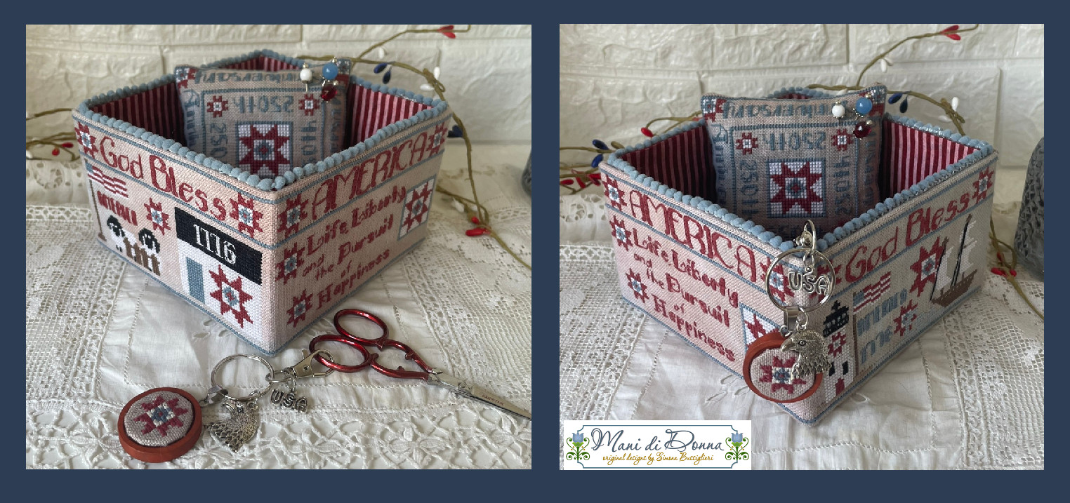 American Patriotic Sewing Basket - Cross Stitch Pattern