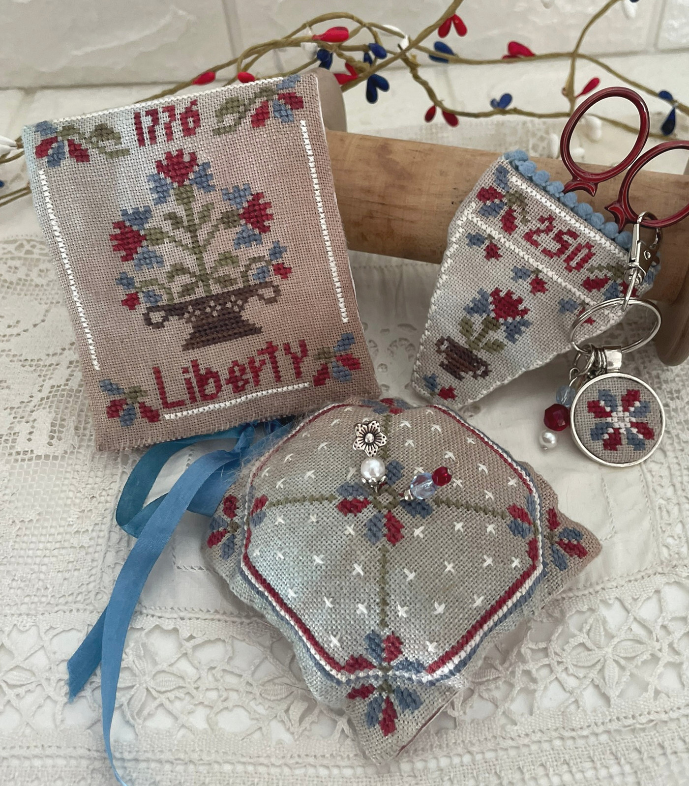 Liberty Sewing Set - Patriotic Cross Stitch Pattern