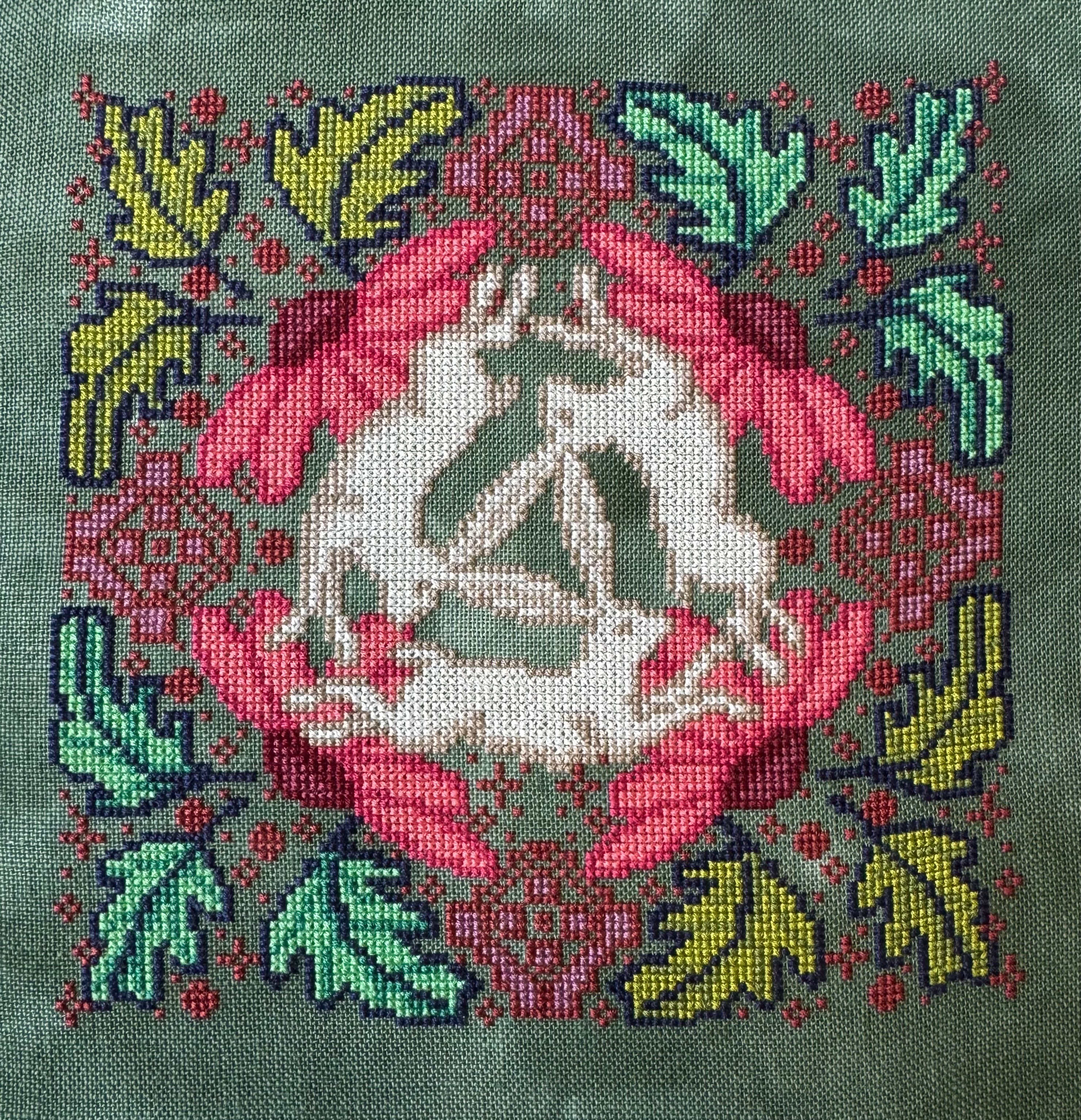 Meadow Kaleidoscope - Cross Stitch Pattern, different perspective #1, zoomed in. Select this picture to zoom back out.