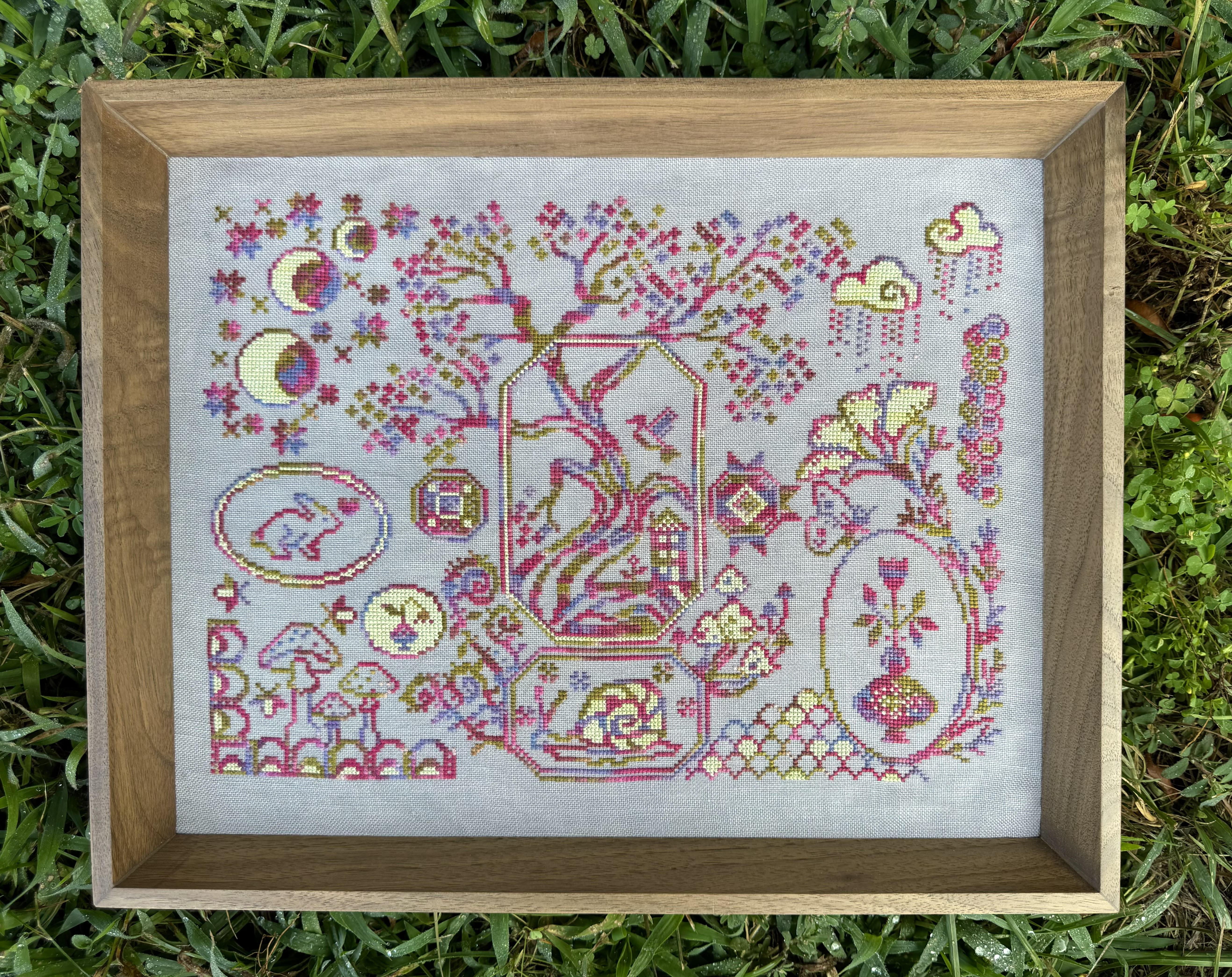 Woodland Whimsy Sampler - Cross Stitch Pattern, zoomed in. Select this picture to zoom back out.