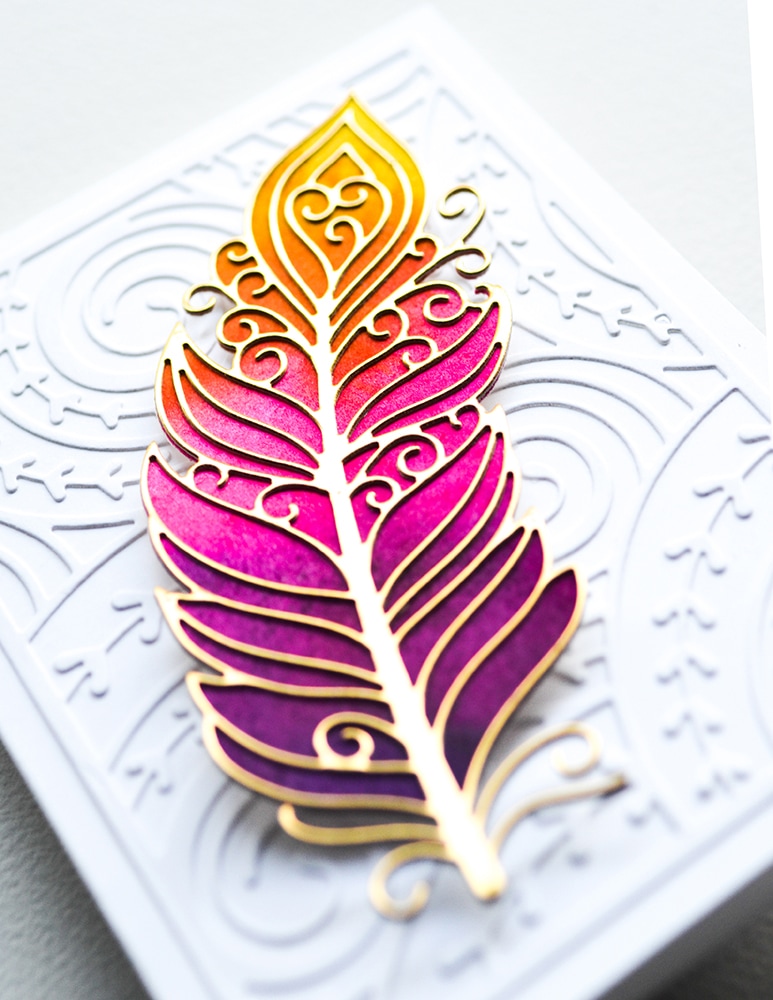 Plumed Gypsy Feather - Craft Die, different perspective #2, zoomed in. Select this picture to zoom back out.