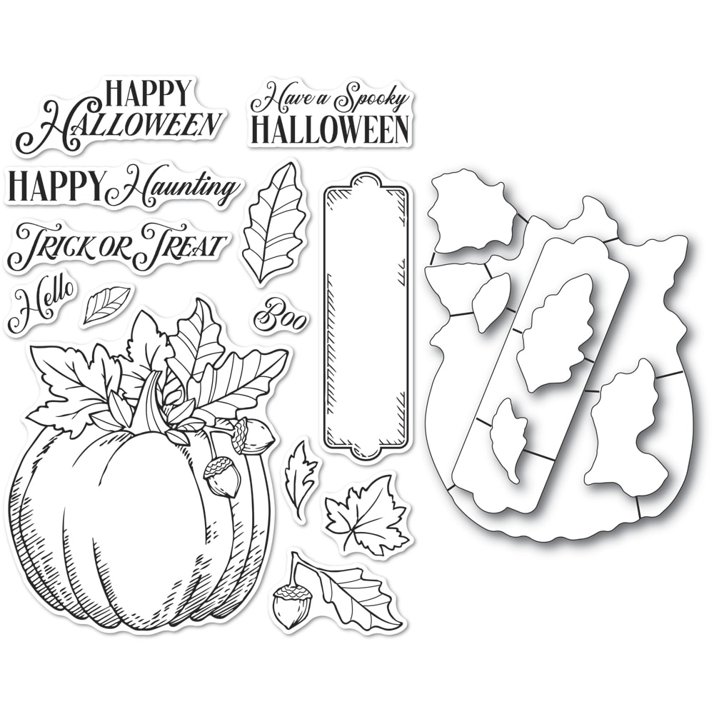 Halloween Pumpkin - Memory Box Clear Stamp and Die Set