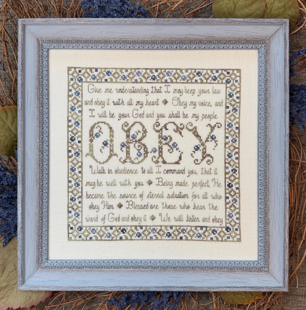 Building Blocks - Obey - Christian Cross Stitch Pattern
