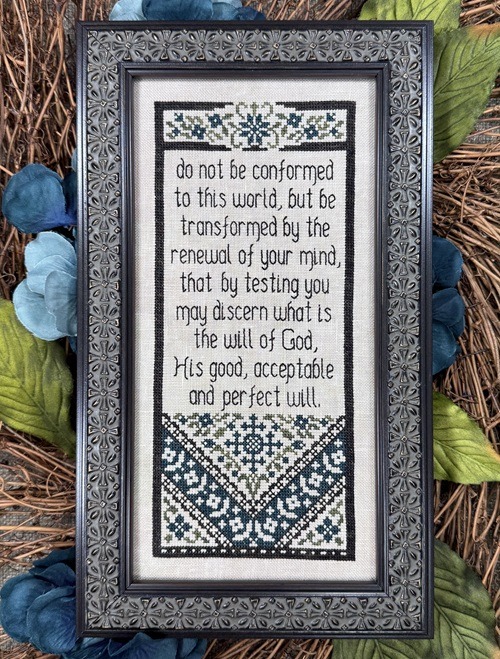 Do Not Be Conformed - Christian Cross Stitch Pattern, zoomed in. Select this picture to zoom back out.