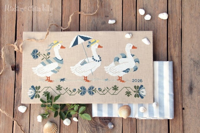 Geese at the Sea - Cross Stitch Pattern, zoomed in. Select this picture to zoom back out.