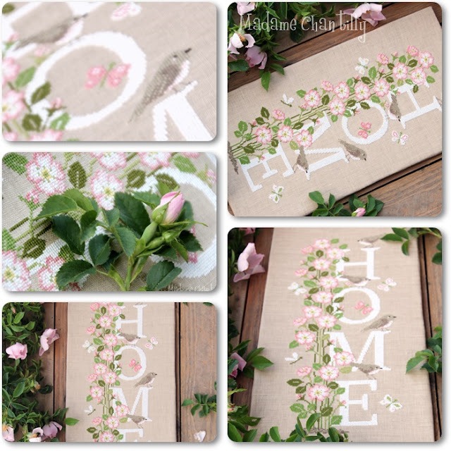 Wild Roses Home - Cross Stitch Pattern, different perspective #1, zoomed in. Select this picture to zoom back out.
