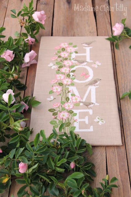 Wild Roses Home - Cross Stitch Pattern, zoomed in. Select this picture to zoom back out.