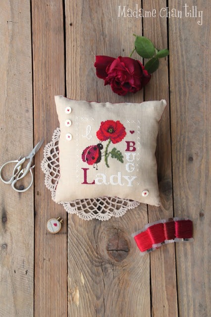 L is for Ladybug - Cross Stitch Pattern, zoomed in. Select this picture to zoom back out.