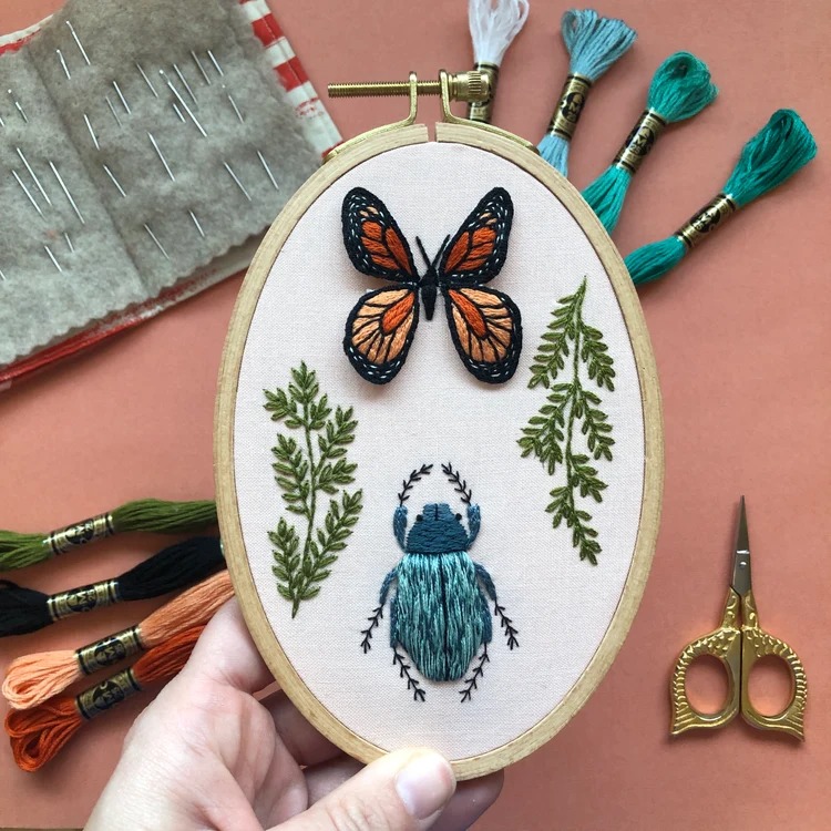 Bug Collector - 3D Embroidery Kit, different perspective #1, zoomed in. Select this picture to zoom back out.