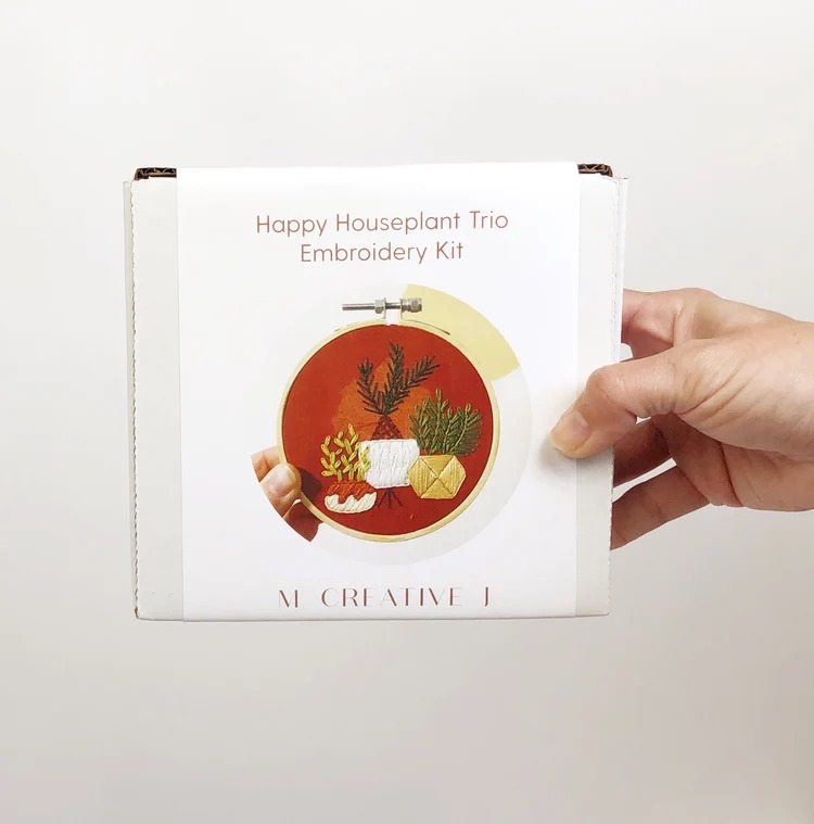 Happy Houseplant - Embroidery Kit, different perspective #1, zoomed in. Select this picture to zoom back out.