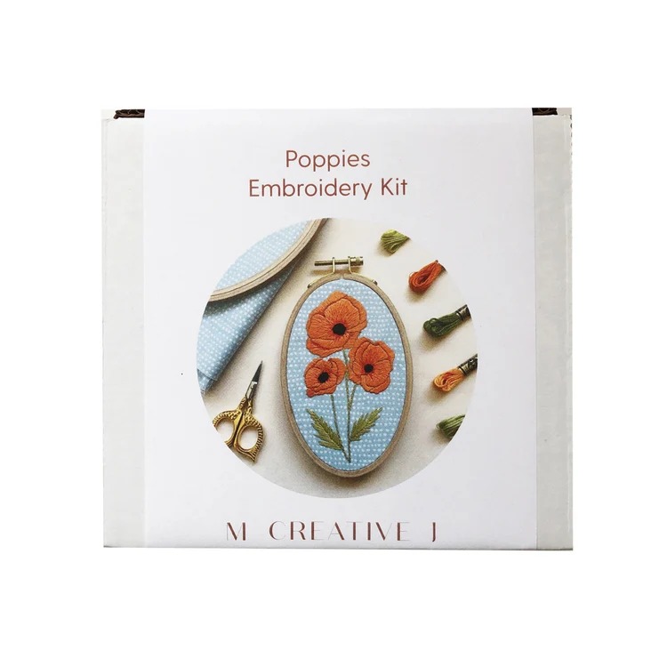 Poppies - Embroidery Kit, different perspective #1, zoomed in. Select this picture to zoom back out.