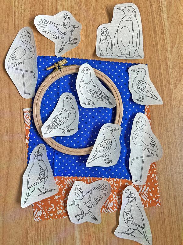 Stick & Stitch Odd Birds - Embroidery Patterns, zoomed in. Select this picture to zoom back out.