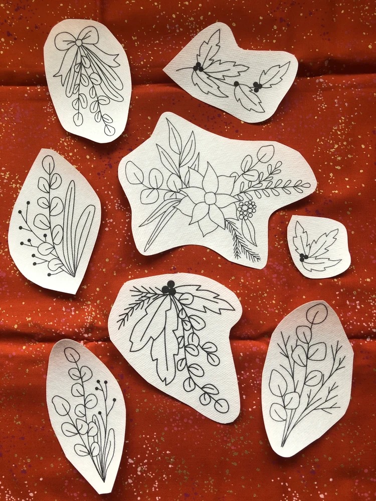 Stick & Stitch Holiday Botanicals - Embroidery Patterns, zoomed in. Select this picture to zoom back out.